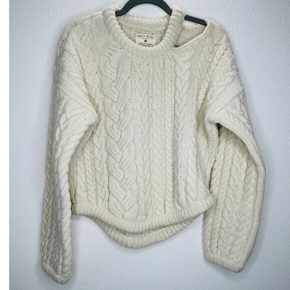 Tempest & Bentley Cream Chunky Knit 100% Wool Long Sleeve Sweater M - Picture 4 of 13